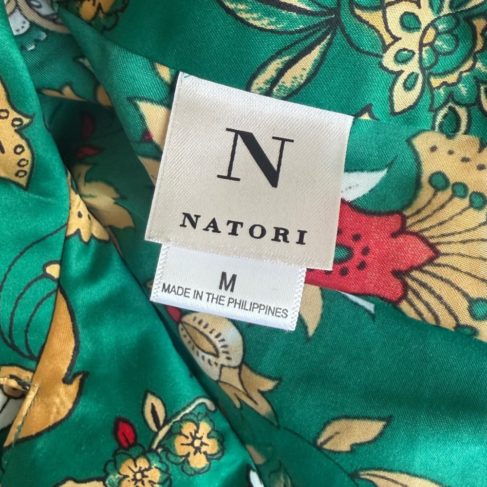 Natori Paisley Floral Pajama Set Green M - Picture 8 of 8
